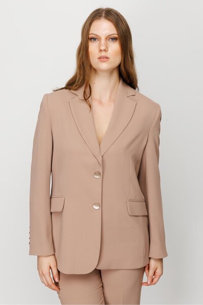 Moda İlgi Modailgi Mono Yaka Klasik Ceket Camel