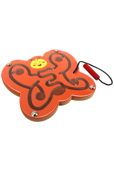 Toysilla Doğal Ahşap Hayvan Figürlü Mıknatıslı Labirentte Yol Bulma Oyuncağı