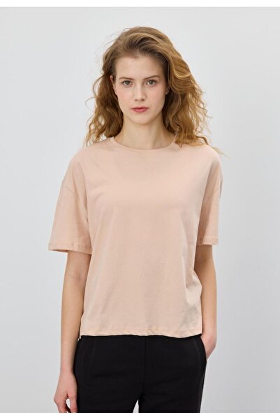 TUBİA Γυναικείο κοντομάνικο μπλουζάκι σε μπεζ χρώμα Basic