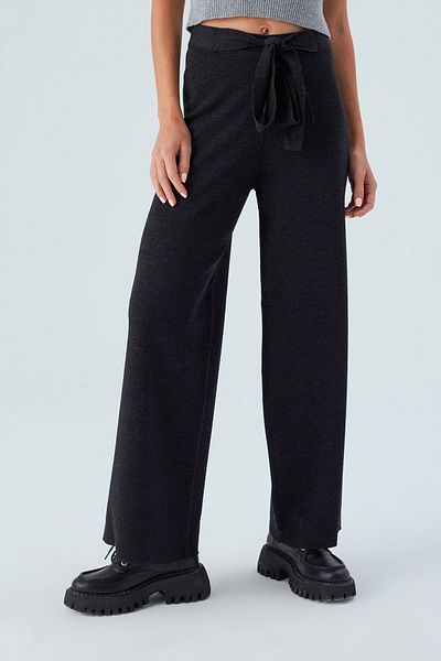 Peraluna Pipe Leg High Waist Women's Knitwear Trousers - Anthracite