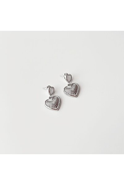 Boise Atelier Heartley Grey Steel Earring | Çelik Küpe