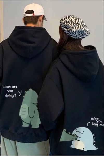 JANSO GROUP Moopi Trend Dino Printed Sweatshirt for Women and Men - 3 Thread Compact Cotton Hodies