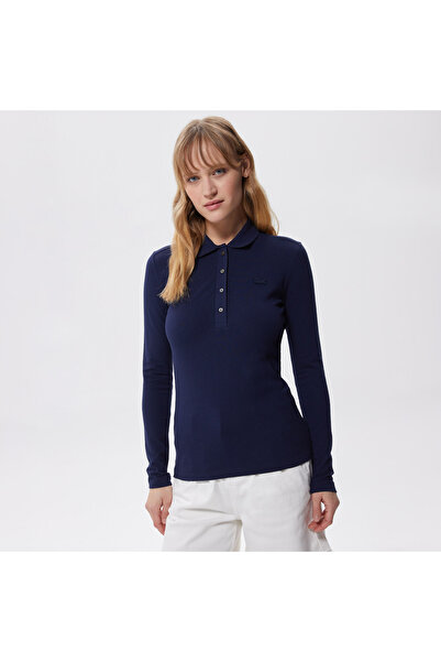 Lacoste Kadın Slim Fit Uzun Kollu Lacivert Polo