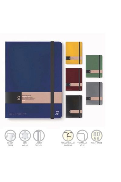Gıpta Class 84 Thread Stitched Elastic Flex Cover 13X21 96 Yp. Striped Notebook 6993 - Single