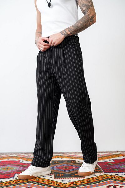king brich Loose Cut Trousers with Pockets and Striped Back