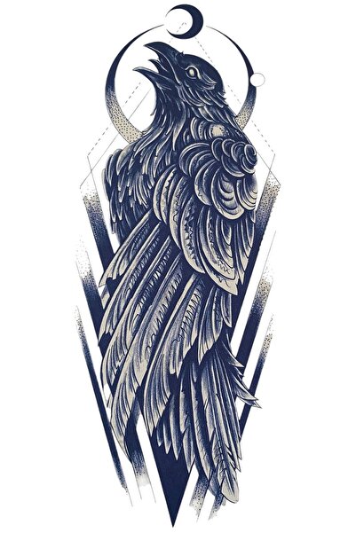 TAKIŞTIR Karga Figürlü 12 Saat Sonra Kararan Geçici Dövme Tattoo