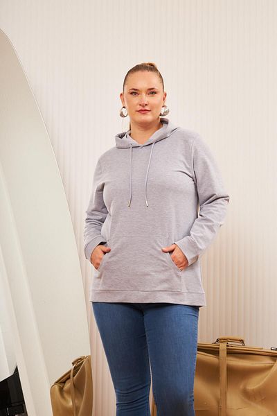 RMG Hooded Large Size Gray Sweatshirt