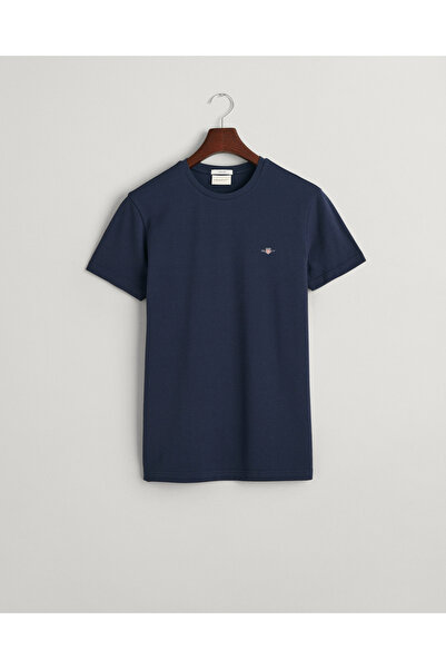 Gant Erkek Lacivert Slim Fit Bisiklet Yaka T-Shirt