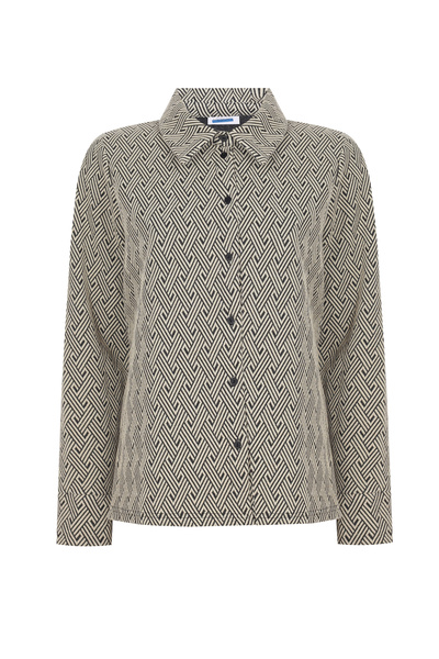 Meskan Tekstil Zigzag Desenli Jakar Kadın Blazer Ceket