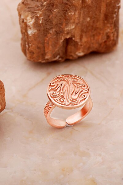 Sümer Telkari Laleli Elişi Rose Gümüş Yüzük 3766