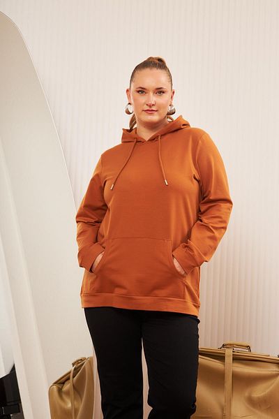 RMG Hooded Plus Size Camel Sweatshirt
