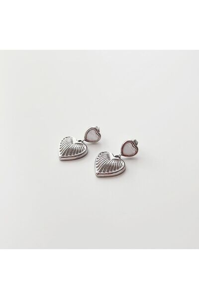 Boise Atelier Heartley Grey Steel Earring | Çelik Küpe