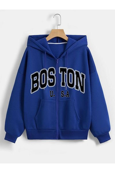 x-compass life Ζακέτα με φερμουάρ Boston Printed Unisex Oversize