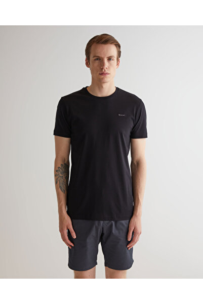 Gant Erkek Siyah Slim Fit Bisiklet Yaka T-shirt