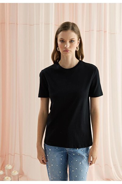 TUBİA Tricou de bază negru de damă