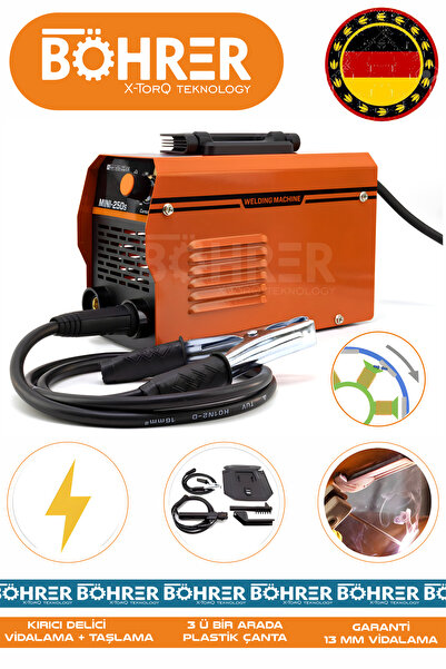 BÖHRER ALMAN BÖHRER YENİ NESİL TURUNCU İNVERTER MMA PFC TEKNOLOJİ 250 AMPER K...