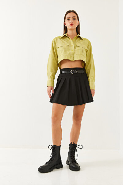 Bianco Lucci Dámská pásková skládaná hrášková sukně 7141 60251912