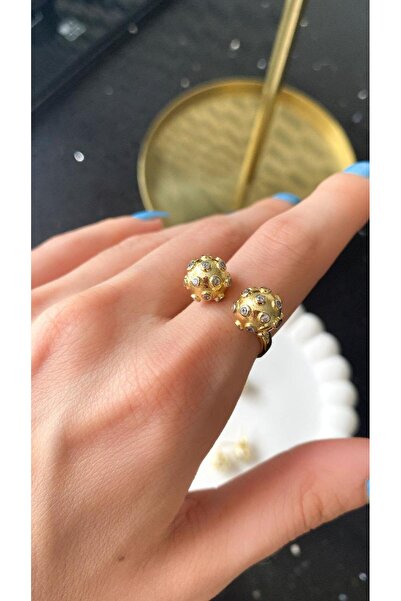 Spossy Silver Jewelry 925 Ayar Gümüş, Gold, Top Yüzük