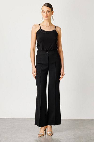 Moda İlgi Black Glitter Modailgi 7569 Jacquard Striped Trousers