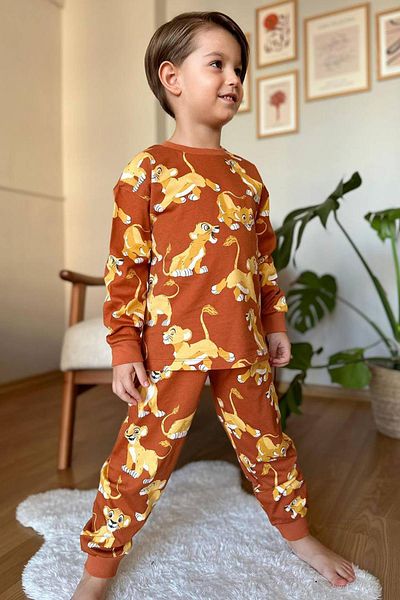 Riccotarz Σετ πιτζάμες Boy's Lion King με εμπριμέ χτενισμένο βαμβακερό πλακάκι
