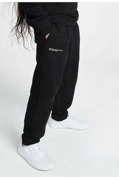 The Champ Clothing Talie elastică, picior elastic, bumbac, respirabil, concept natural, Jogger, potrivire obișnuită, trening negru pentru copii