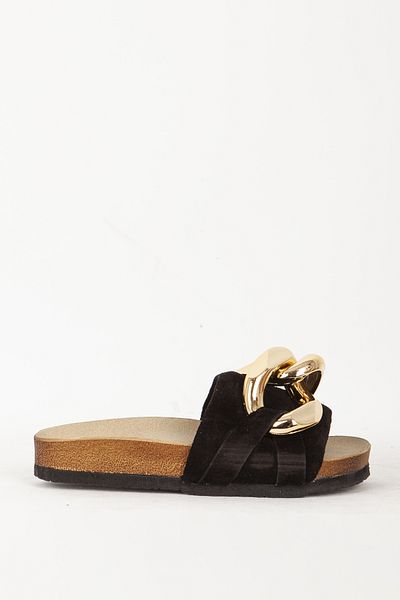 Dericlub Γυναικείες Παντόφλες Orthopedic Suede Leather - Buckle and Black Zy 7598