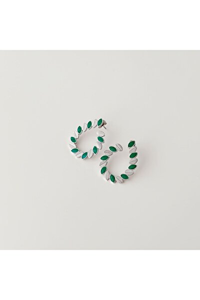 Boise Atelier Leafs Grey Steel Earring | Çelik Küpe