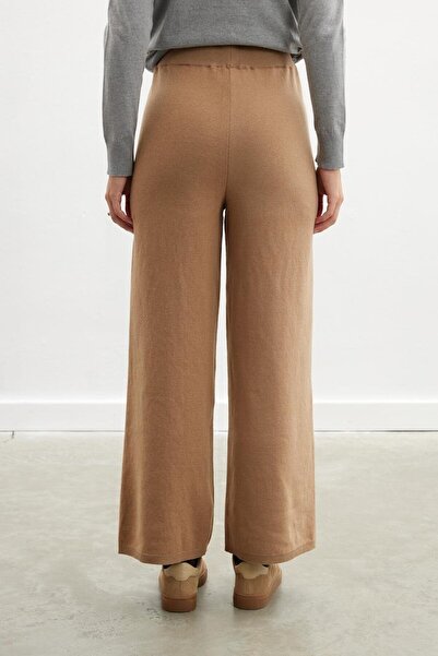Peraluna Denise Comfortable Cut Cotton-Wool Women's Knitwear Trousers - Camel