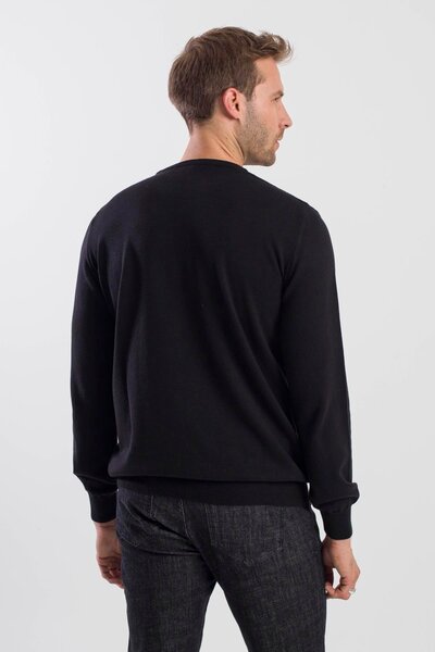 Jakamen Black Slim Fit Crew Neck Knitwear Sweater