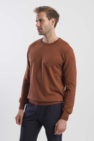 Jakamen Πλεκτό πουλόβερ με λαιμόκοψη με λεπτή εφαρμογή κανέλας