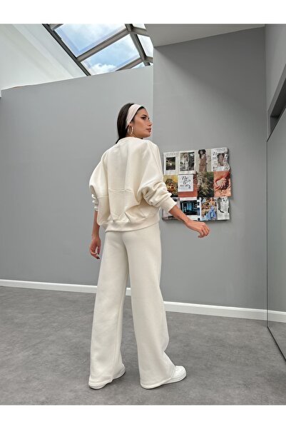 ESRAHELVACI Çimalı Fermuar Detay Şardonlu Eşofman Takım