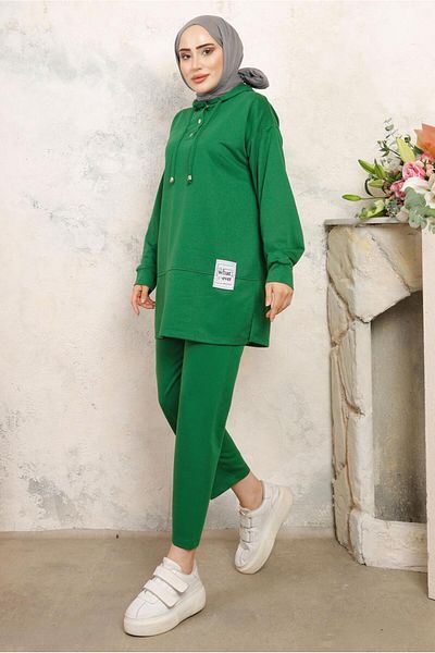 TRENDTESETTÜR Green Beneton Hooded Trousers Set - t 3843