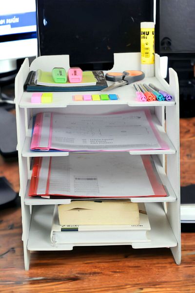 Pandogo A4 Document Rack White Color Desktop Wooden File Organizer - Model 1