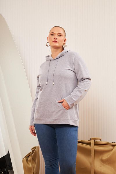 RMG Hooded Large Size Gray Sweatshirt