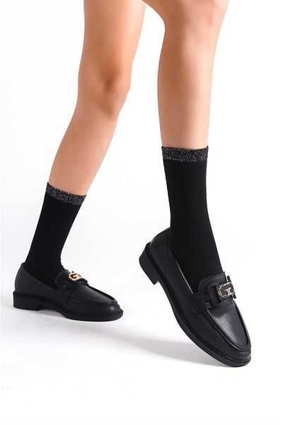 NiceDiffer Women's Buckle Detailed Comfortable Sole Loafer Shoes