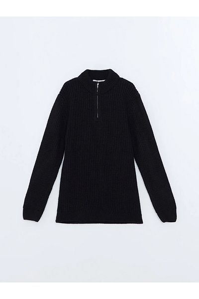 LC Waikiki Marineblauer Strickpullover für Jungen mit Stehkragen. Bewertet zuerst