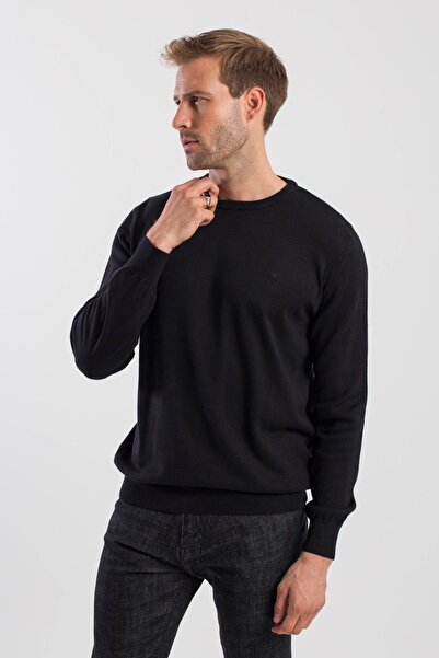 Jakamen Black Slim Fit Crew Neck Knitwear Sweater