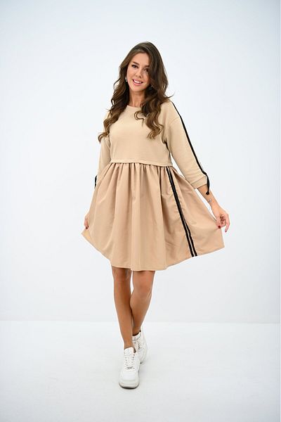 Koza Butik Rochie de damă cu mâneci cu dungi cu volan 5273-25