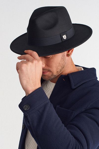 Külah Men's Adjustable Black Fedora Hat