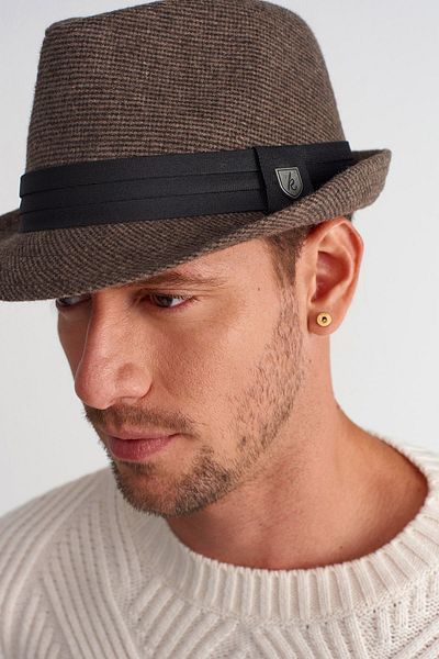 Külah Men's Banded Wool Fedora Hat - Brown