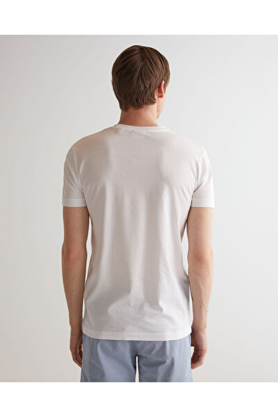 Gant Erkek Beyaz Slim Fit Bisiklet Yaka Logolu T-shirt
