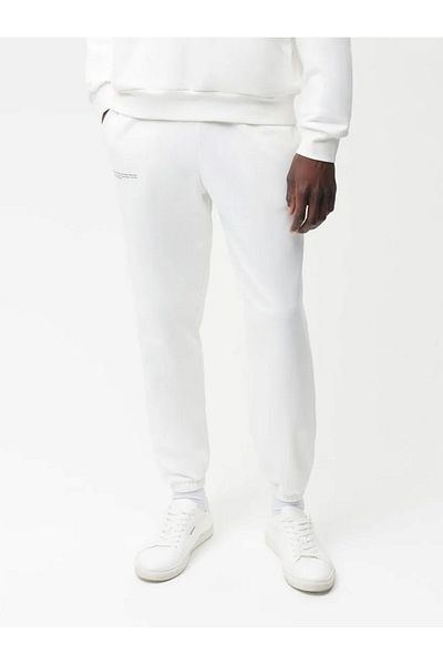 The Champ Clothing White Jogger Sweatpants Bottom - Βαμβακερό, αναπνεύσιμο, ελαστική μέση και πόδια, κανονική εφαρμογή Nature Concept