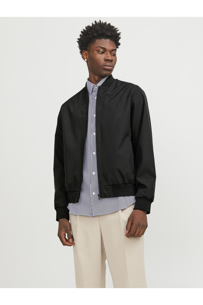 Jack & Jones Solid Bomber Jacket with Ribbed Cuff