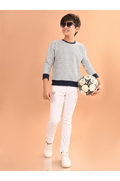 LilPicks By Styli Striped Round Neck Sweatshirt