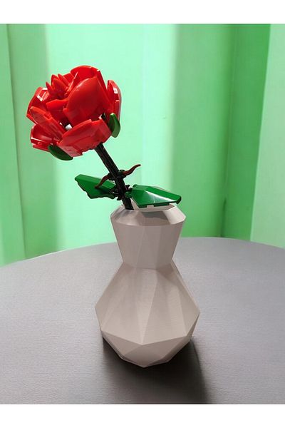 Maflen Crystal Look Nordic Style Special Design Decorative Vase and Block Red Rose Making Set