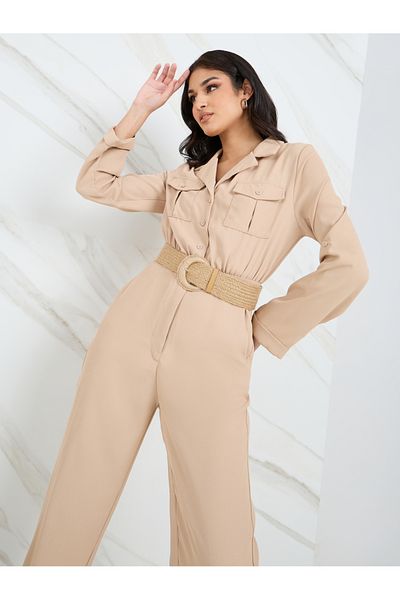 Styli Straight Leg Tailored Jumpsuit with Belt