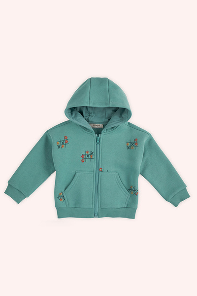 Panço Kız Bebek Fermuarlı Yeşil Sweatshirt