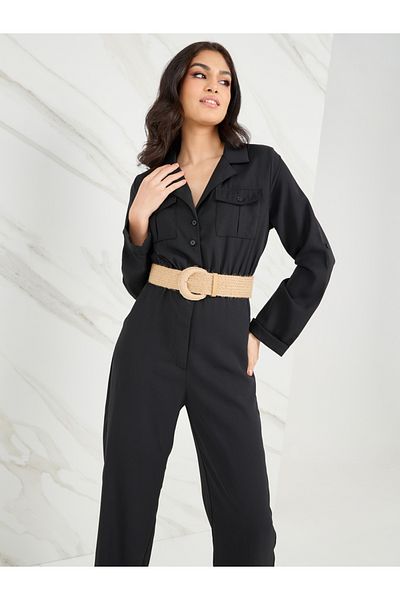 Styli Straight Leg Tailored Jumpsuit with Belt