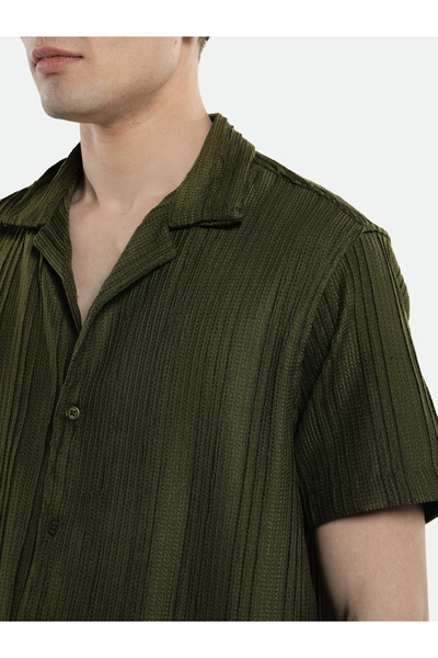 Dennis Lingo By Styli Textured Cuban Collar Casual Shirt