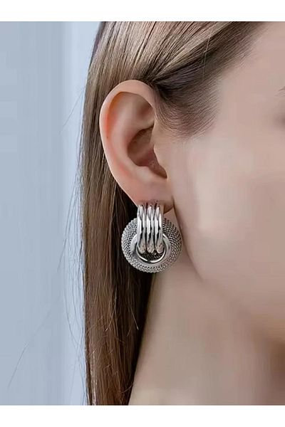 YASİN TOPÇU Steel Silver Earrings